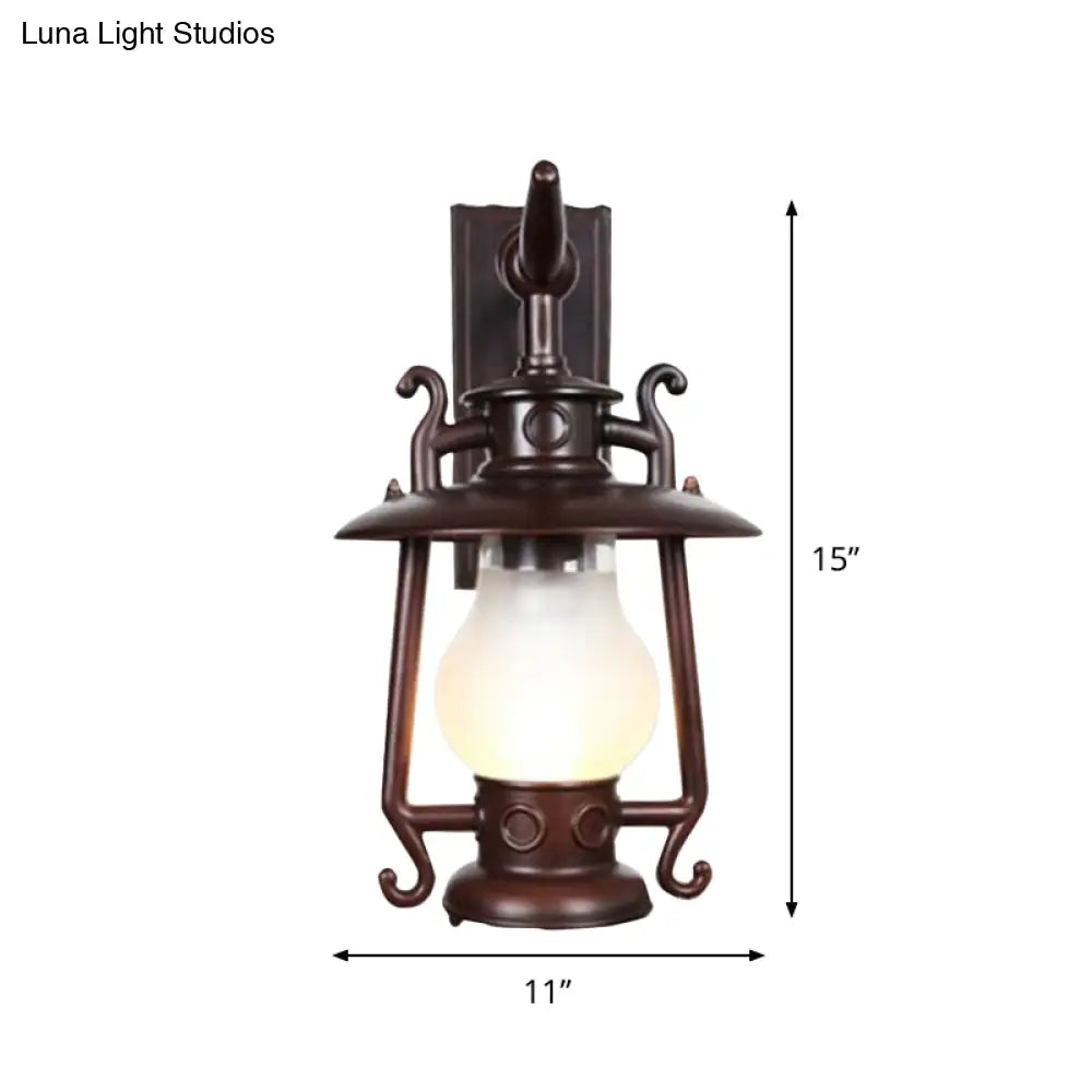 Modern Kerosene Wall Sconce Lamp With Frosted Glass - Factory Black Finish 1-Light Fixture