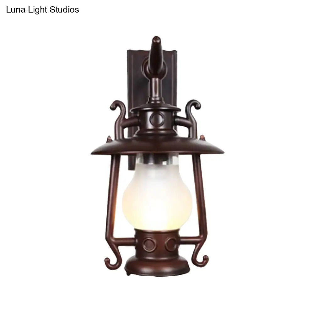 Modern Kerosene Wall Sconce Lamp With Frosted Glass - Factory Black Finish 1-Light Fixture