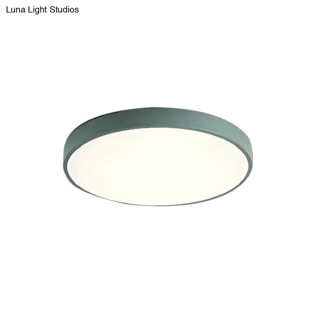 Modern Kids Bedroom Ceiling Light: Acrylic Round Flush Mount Green / 12 White