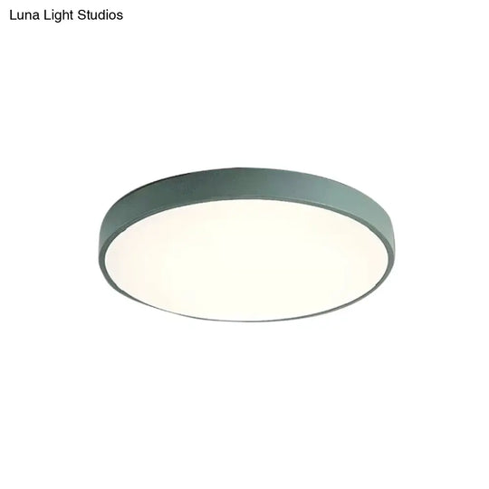 Modern Kids Bedroom Ceiling Light: Acrylic Round Flush Mount Green / 12 White