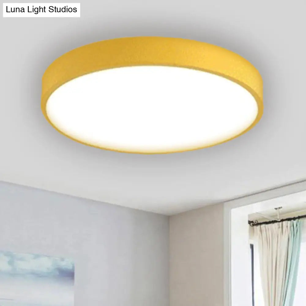 Modern Kids Bedroom Ceiling Light: Acrylic Round Flush Mount Yellow / 12 Warm