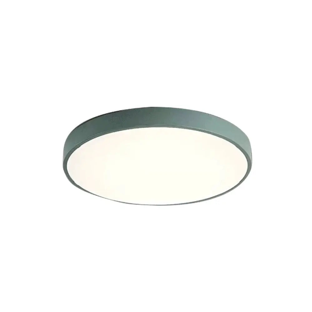 Modern Kids’ Bedroom Ceiling Light: Acrylic Round Flush Mount Green / 12’ White