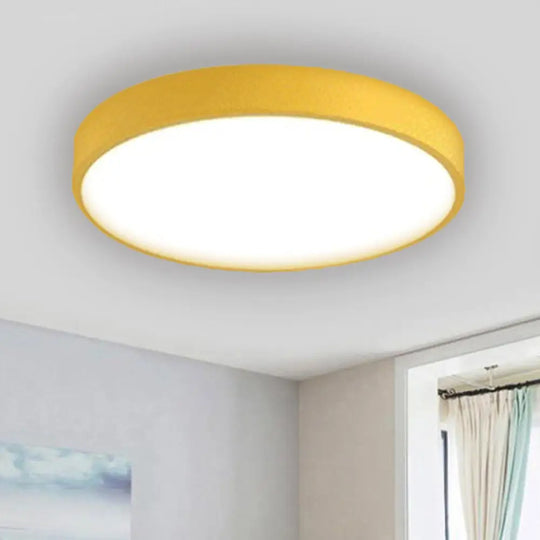 Modern Kids’ Bedroom Ceiling Light: Acrylic Round Flush Mount Yellow / 12’ Warm