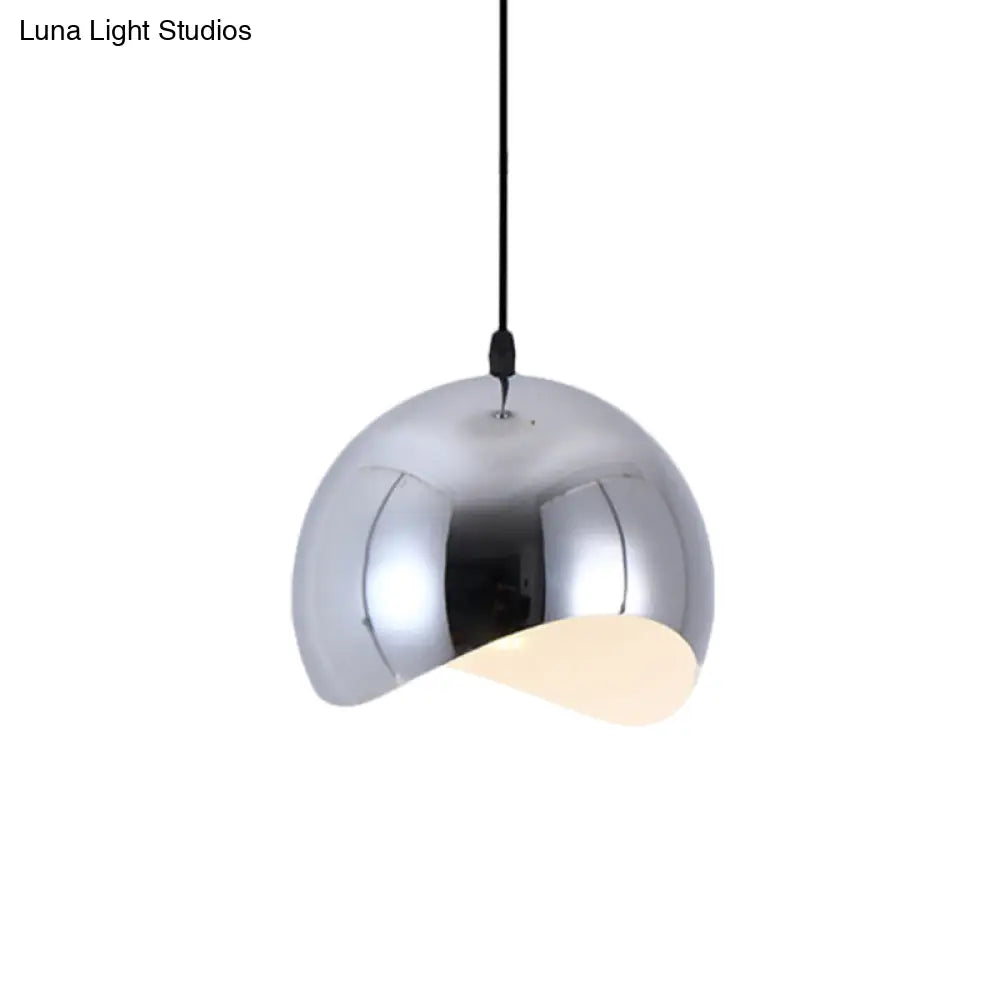 Modern Black/Chrome Kitchen Pendant Light Fixture With Waveforms Dome Metal Shade Hanging Lamp 8/12