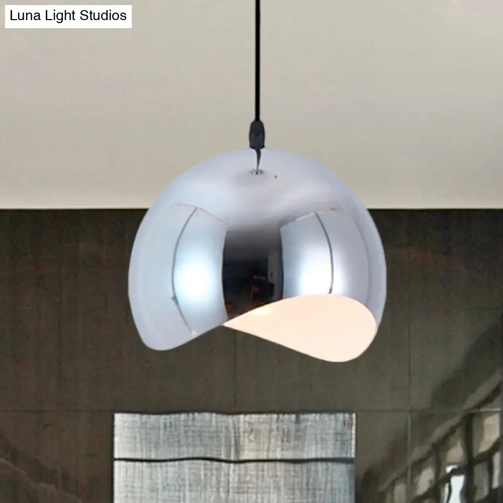 Modern Kitchen Pendant Light With Waveforms Dome Shade In Black/Chrome 8’/12’ Width