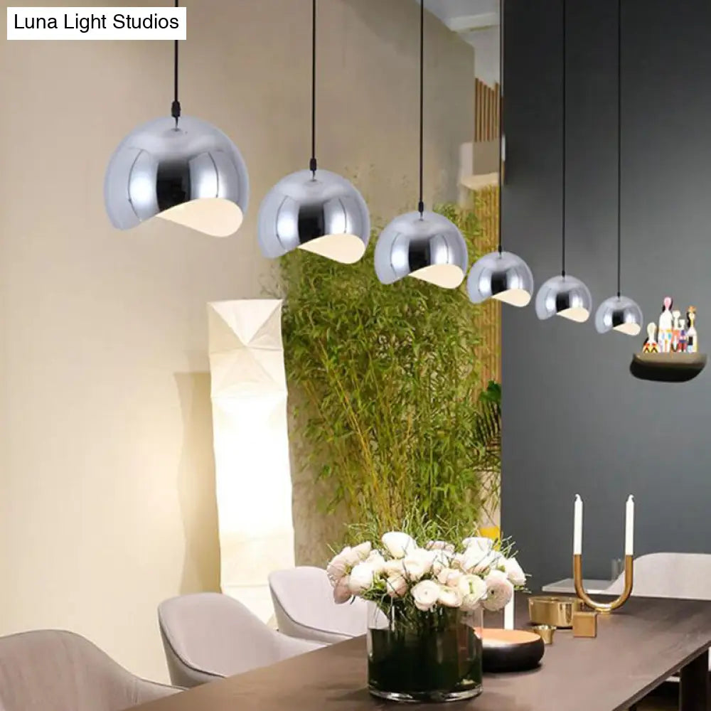 Modern Black/Chrome Kitchen Pendant Light Fixture With Waveforms Dome Metal Shade Hanging Lamp 8/12