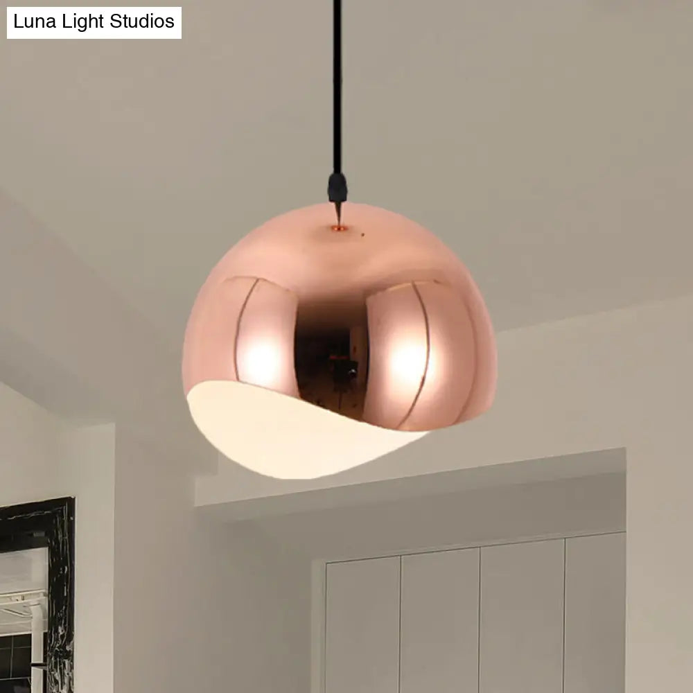 Modern Black/Chrome Kitchen Pendant Light Fixture With Waveforms Dome Metal Shade Hanging Lamp 8/12