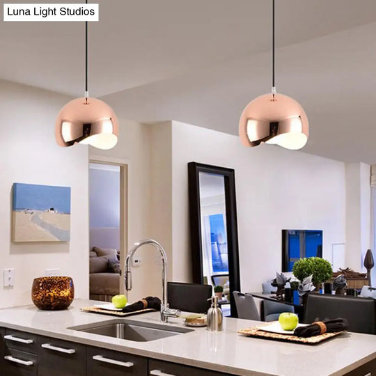 Modern Black/Chrome Kitchen Pendant Light Fixture With Waveforms Dome Metal Shade Hanging Lamp 8/12