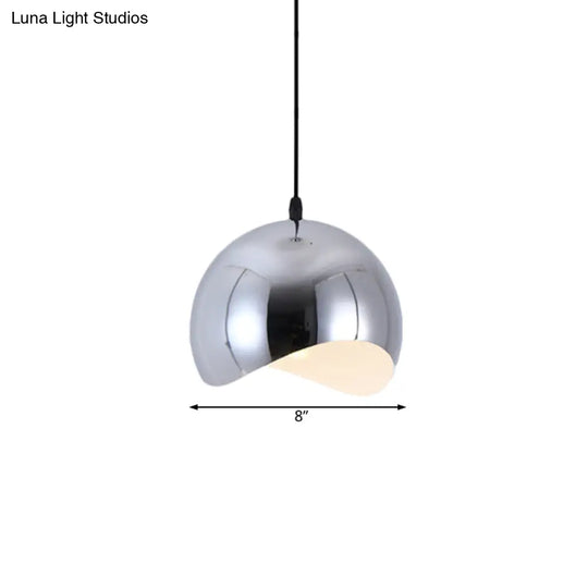 Modern Kitchen Pendant Light With Waveforms Dome Shade In Black/Chrome 8’/12’ Width