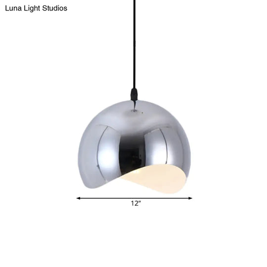 Modern Black/Chrome Kitchen Pendant Light Fixture With Waveforms Dome Metal Shade Hanging Lamp 8/12