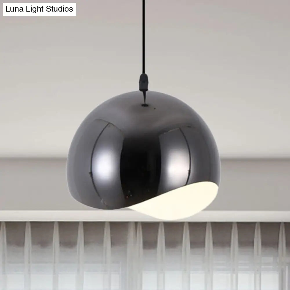 Modern Black/Chrome Kitchen Pendant Light Fixture With Waveforms Dome Metal Shade Hanging Lamp 8/12