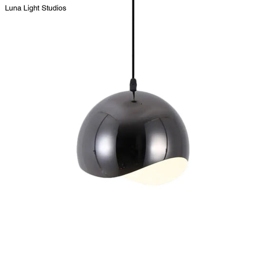 Modern Black/Chrome Kitchen Pendant Light Fixture With Waveforms Dome Metal Shade Hanging Lamp 8/12