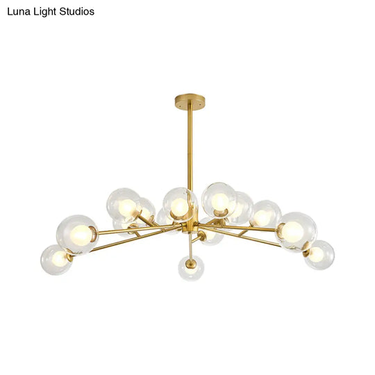 Modern Large Chandelier: 15/18 Lights Restaurant Hotel Branch Metal Black/Gold Hanging Lamp