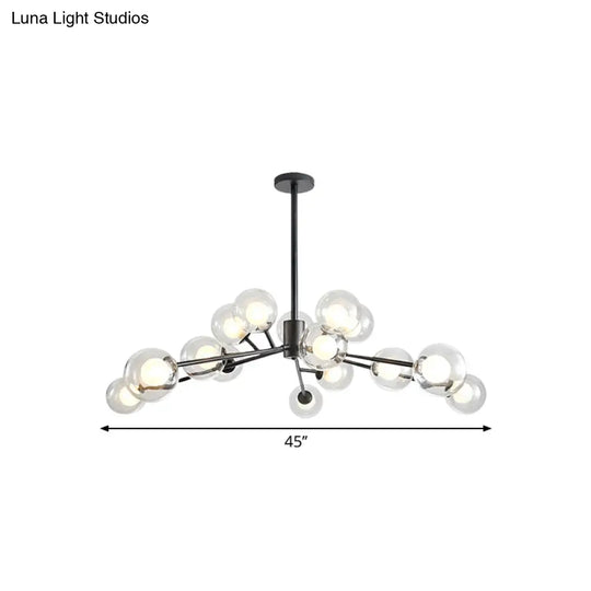 Modern Large Chandelier: 15/18 Lights Restaurant Hotel Branch Metal Black/Gold Hanging Lamp