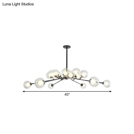 Modern Large Chandelier: 15/18 Lights Restaurant Hotel Branch Metal Black/Gold Hanging Lamp