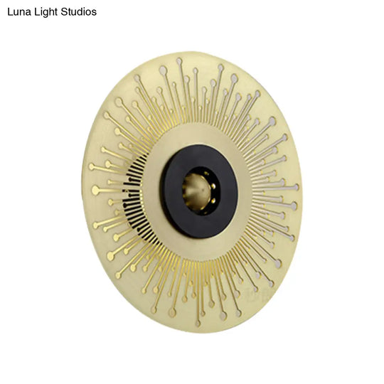 Modern Laser-Cut Disk Wall Sconce With Led Lighting In Gold