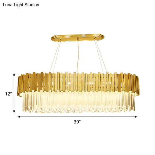 Modern Layered Metal Chandelier Lamp - 6-Light Golden Hanging Light With Crystal Icicles 26/35.5/39