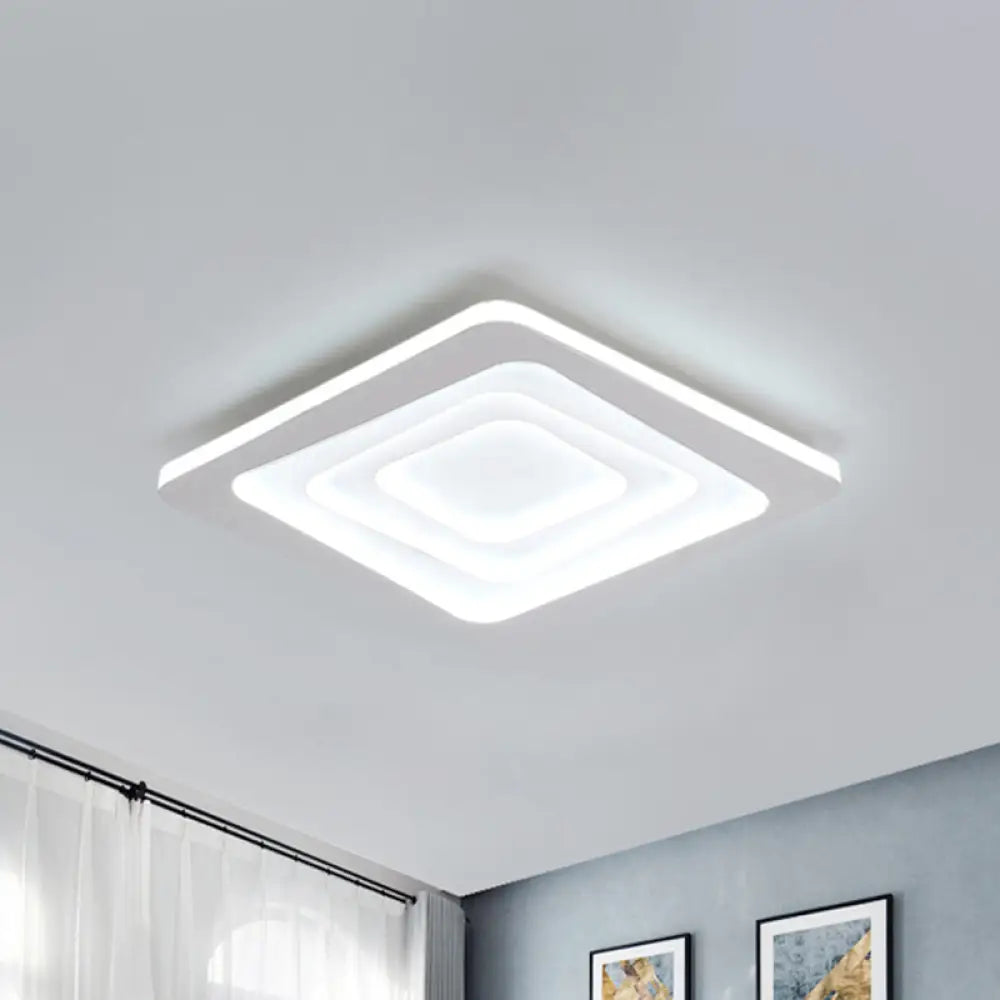Modern Layered Square Ceiling Light - Led Flush Mount Lamp With Stepless Dimming Remote Control