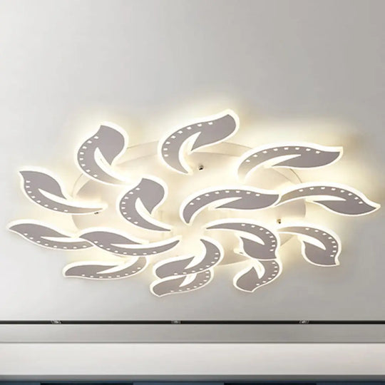 Modern Leaf Design Led Ceiling Lamp - White Acrylic Flush Mount Light Fixture For Living Room 15 /