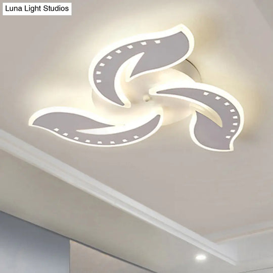 Modern Leaf Design Led Ceiling Lamp - White Acrylic Flush Mount Light Fixture For Living Room 3 /