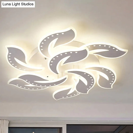 Modern Leaf Design Led Ceiling Lamp - White Acrylic Flush Mount Light Fixture For Living Room 9 /