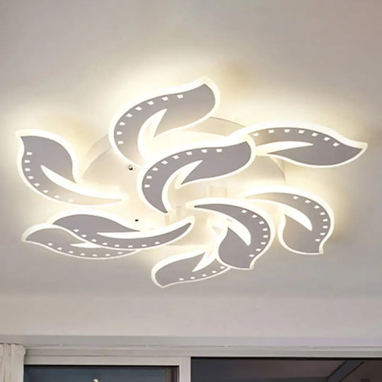 Modern Leaf Design Led Ceiling Lamp - White Acrylic Flush Mount Light Fixture For Living Room 9 /