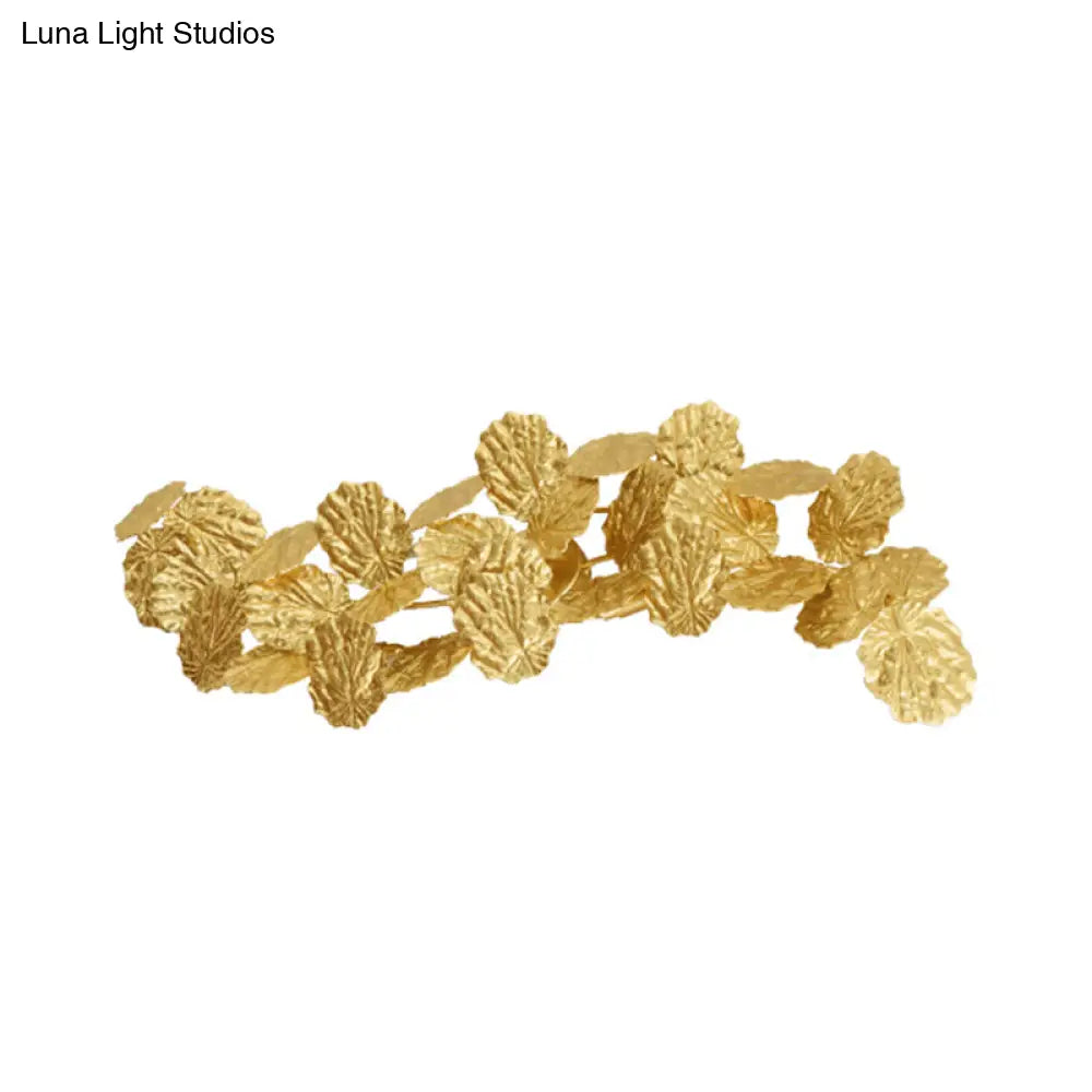 Modern Leaf Design Wall Sconce With 6 Lights In Gold Perfect For Living Room