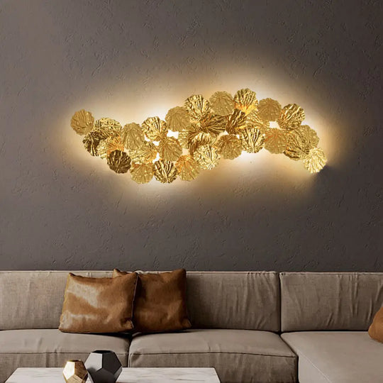 Modern Leaf Design Wall Sconce With 6 Lights In Gold Perfect For Living Room