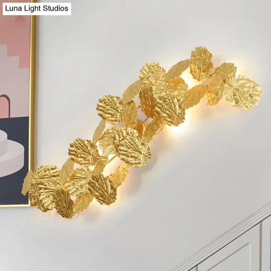 Modern Leaf Design Wall Sconce With 6 Lights In Gold Perfect For Living Room