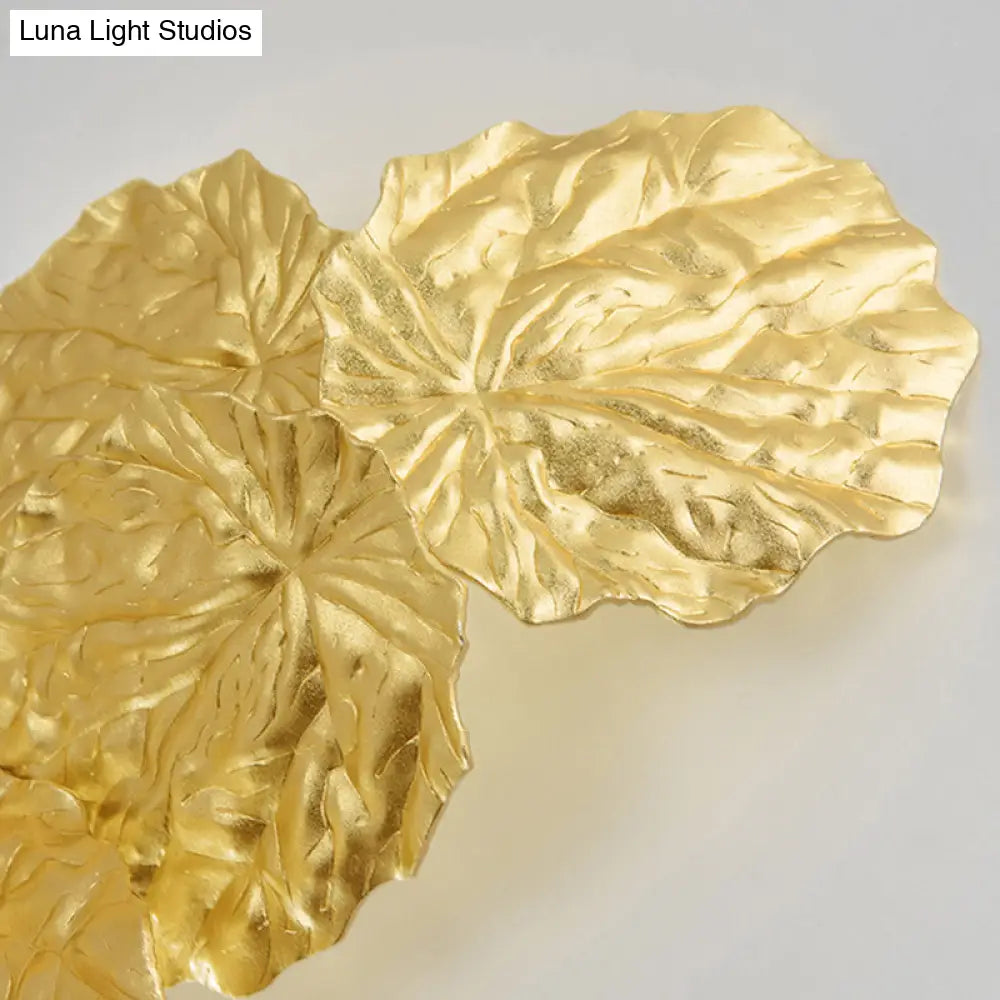 Modern Leaf Design Wall Sconce With 6 Lights In Gold Perfect For Living Room