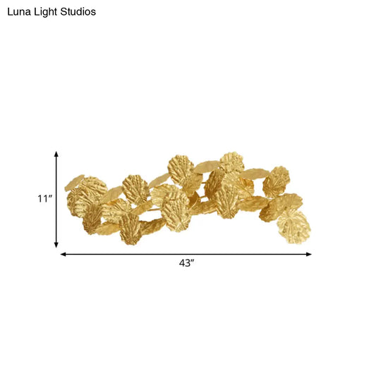 Modern Leaf Design Wall Sconce With 6 Lights In Gold Perfect For Living Room