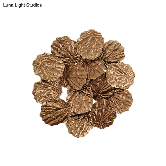 Modern Leaf-Shaped Hallway Sconce Light Fixture: Stylish Aluminum 4 Bulbs Dark Coffee/Gold Wall