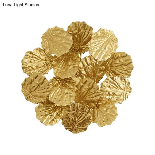 Modern Leaf-Shaped Hallway Sconce Light Fixture: Stylish Aluminum 4 Bulbs Dark Coffee/Gold Wall