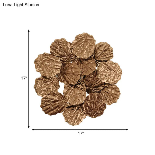 Modern Leaf-Shaped Hallway Sconce Light Fixture: Stylish Aluminum 4 Bulbs Dark Coffee/Gold Wall