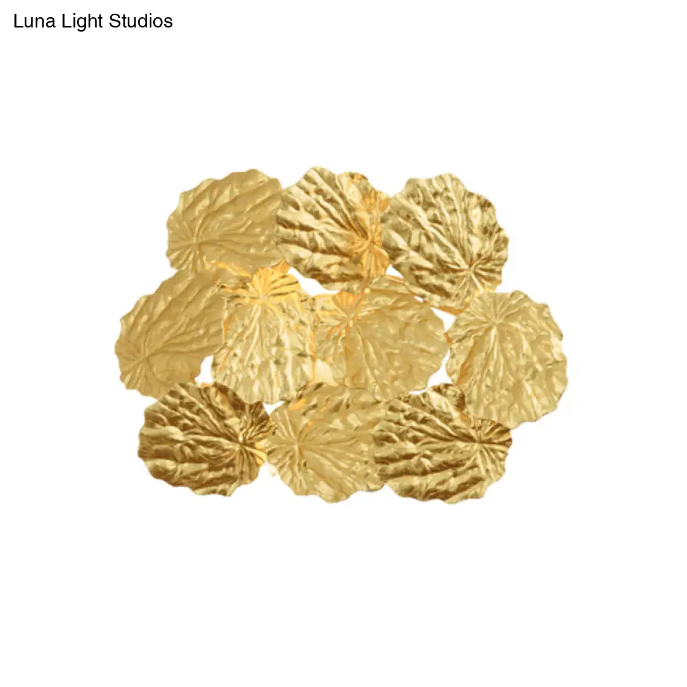 Modern Leaf-Shaped Hallway Sconce Light Fixture: Stylish Aluminum 4 Bulbs Dark Coffee/Gold Wall