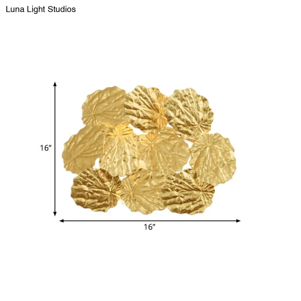 Modern Leaf-Shaped Hallway Sconce Light Fixture: Stylish Aluminum 4 Bulbs Dark Coffee/Gold Wall