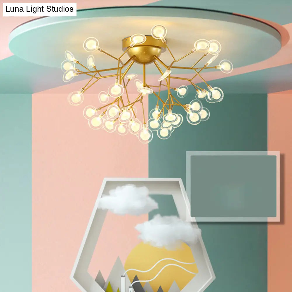 Modern Leaf-Shaped Led Ceiling Lamp For Bedroom - Acrylic Flush Mount