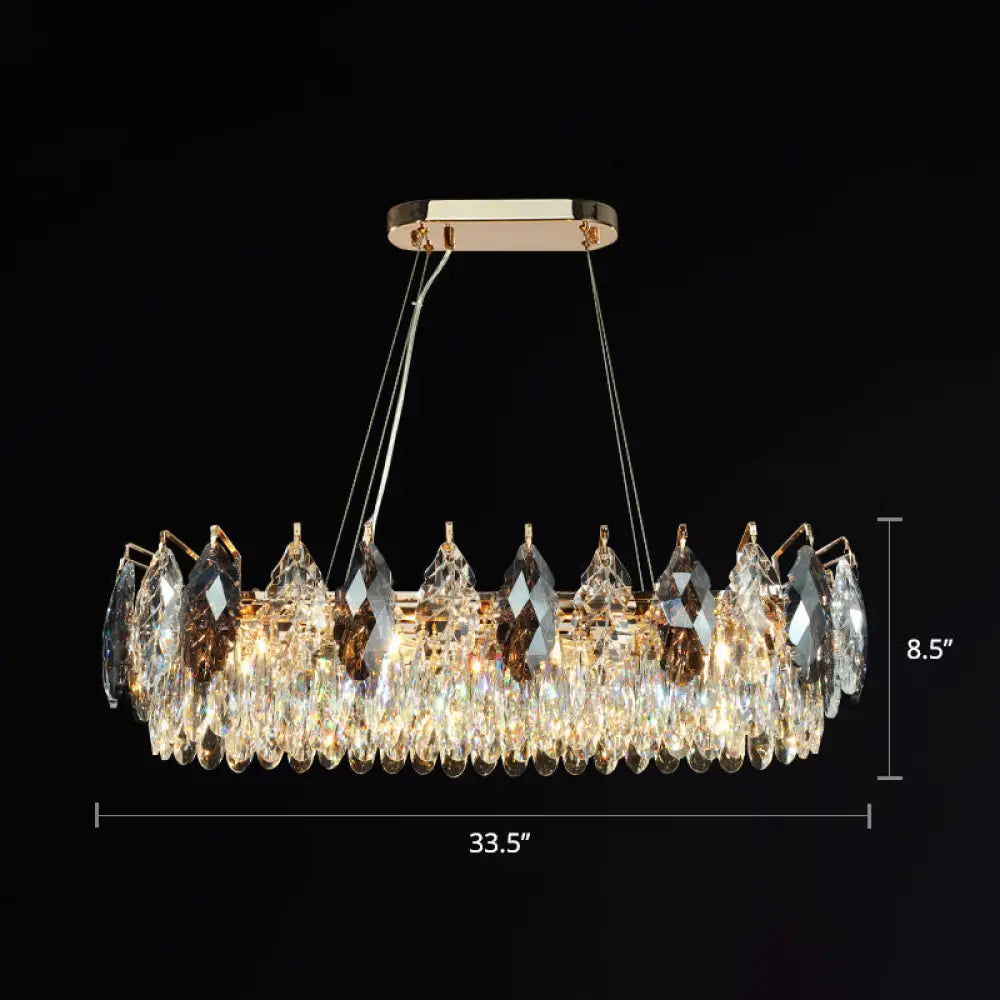 Modern Leaf-Shaped Pendant Chandelier With Clear Crystal Shade - 8-Head Hanging Lamp For