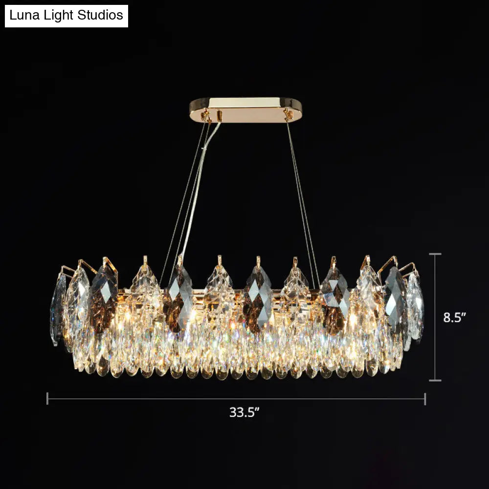 Modern 8-Head Crystal Pendant Chandelier For Restaurants Clear / 33.5