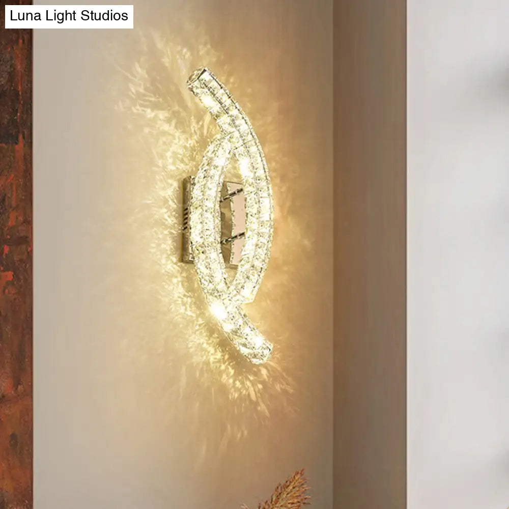 Modern Leaf Wall Light: Crystal Living Room Led Lamp Stainless-Steel Mount