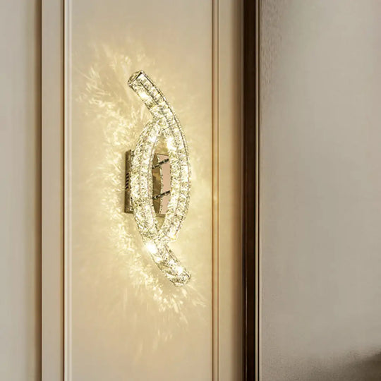 Modern Leaf Wall Light: Crystal Living Room Led Lamp Stainless-Steel Mount