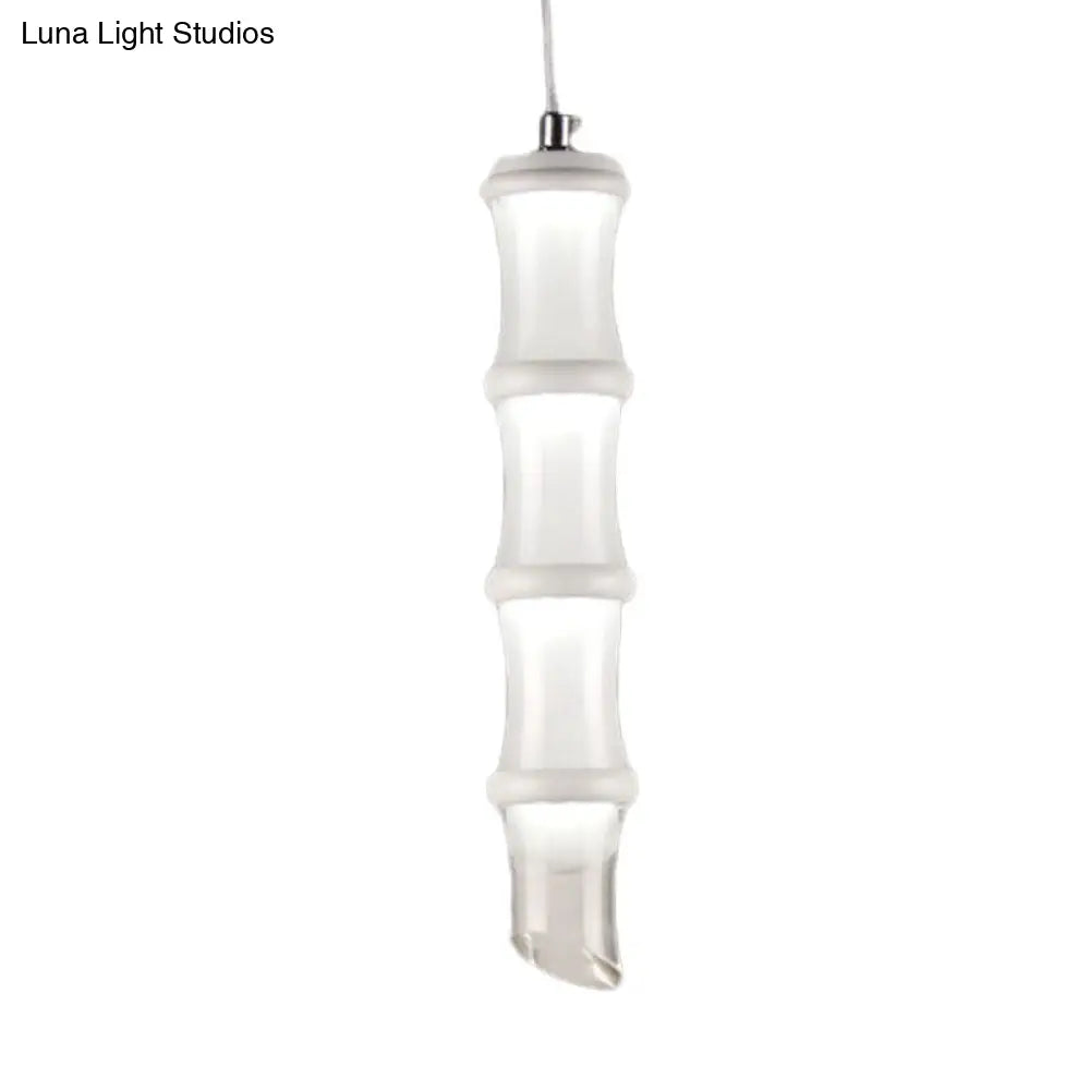 Modern Acrylic Bamboo Pole Pendant Light With Led Ceiling Mount In Warm/White