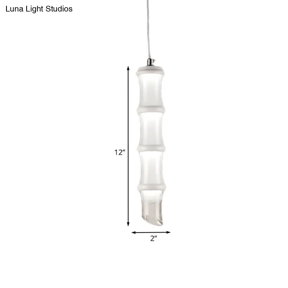 Modern Acrylic Bamboo Pole Pendant Light With Led Ceiling Mount In Warm/White