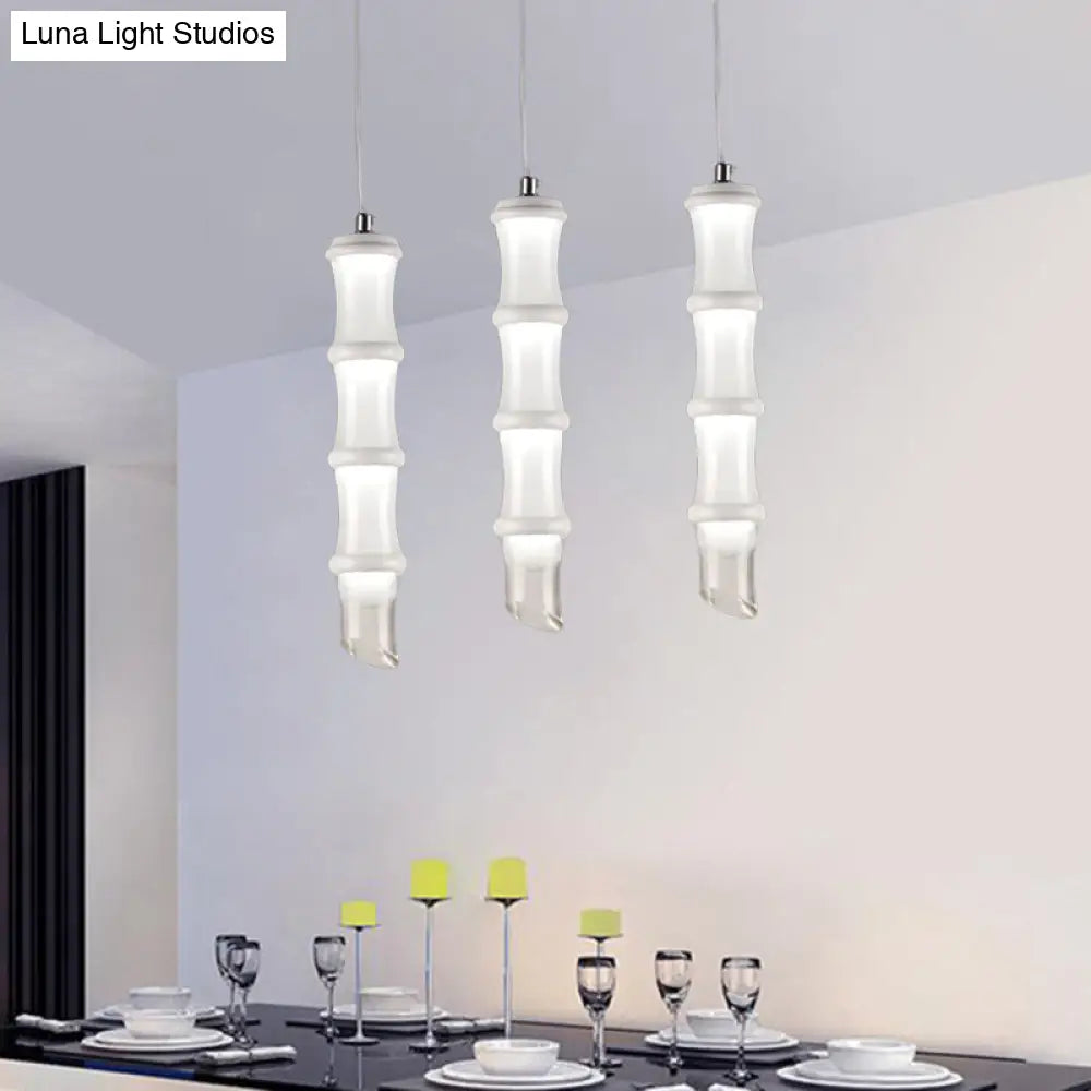 Modern Led Acrylic Bamboo Pendant Light In Warm/White