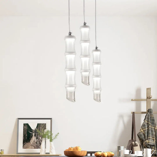 Modern Led Acrylic Bamboo Pendant Light In Warm/White White / Warm