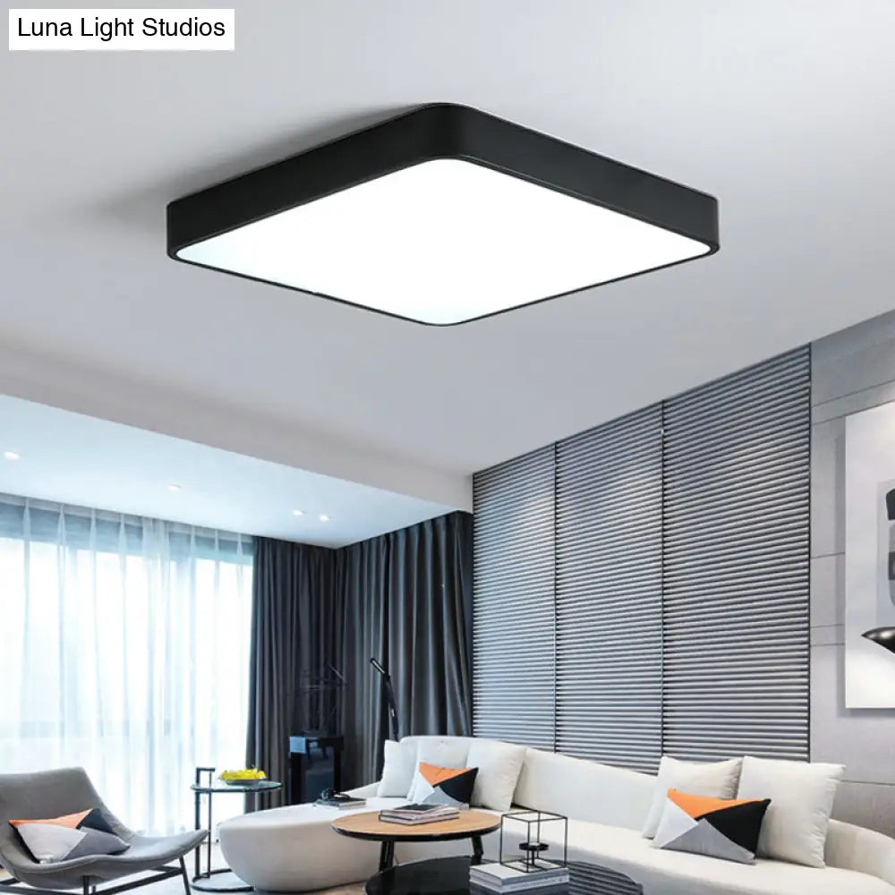 Modern Led Acrylic Ceiling Flush Lamp For Bedrooms - Square Mount Black / Small