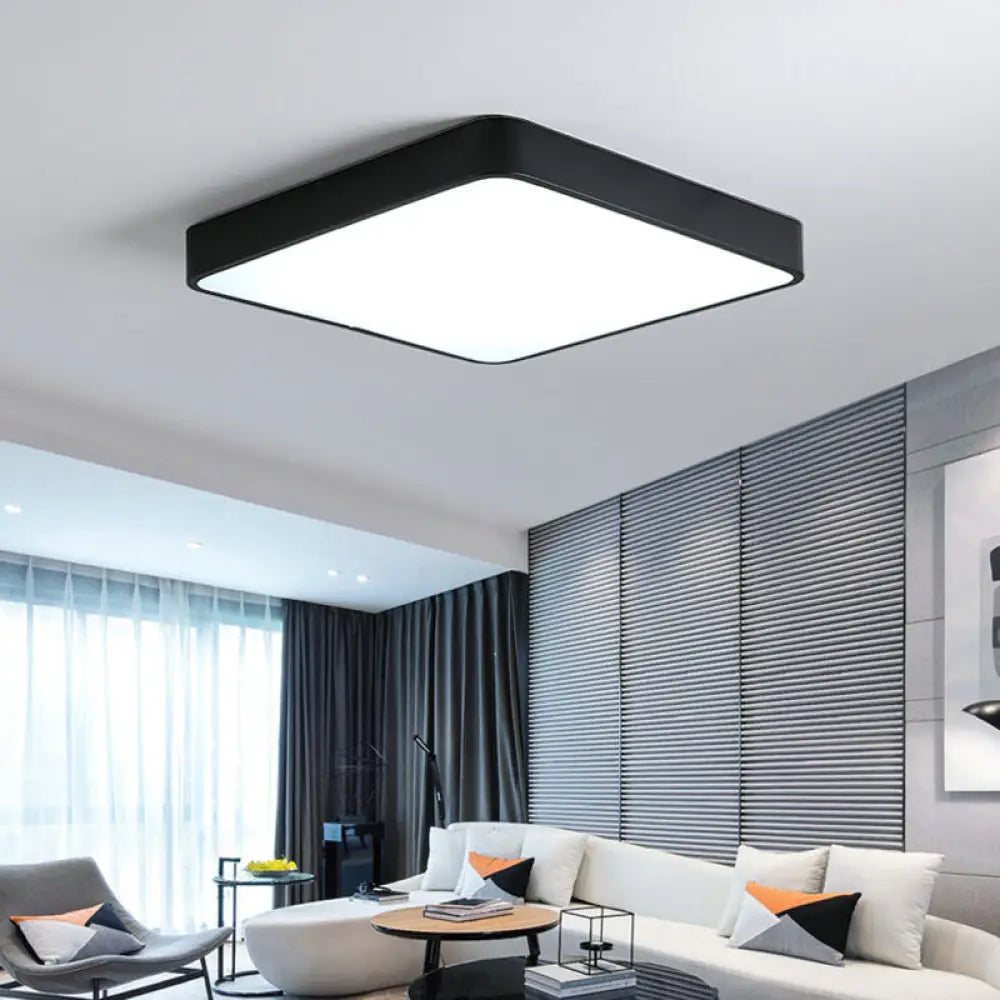 Modern Led Acrylic Ceiling Flush Lamp For Bedrooms - Square Mount Black / Small