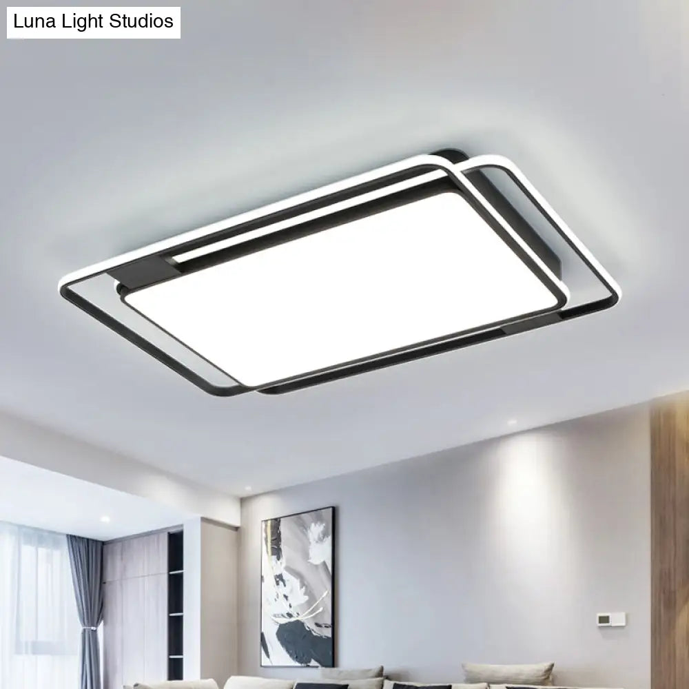 Modern Led Acrylic Ceiling Flushmount Lighting In Warm/White Light For Bedroom - Black