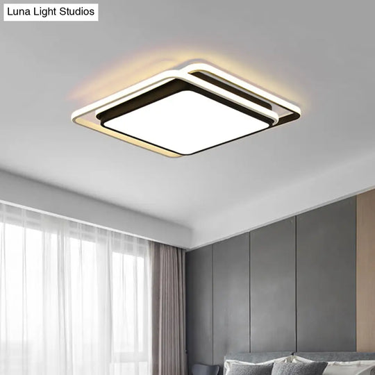 Modern Led Acrylic Ceiling Flushmount Lighting In Warm/White Light For Bedroom - Black