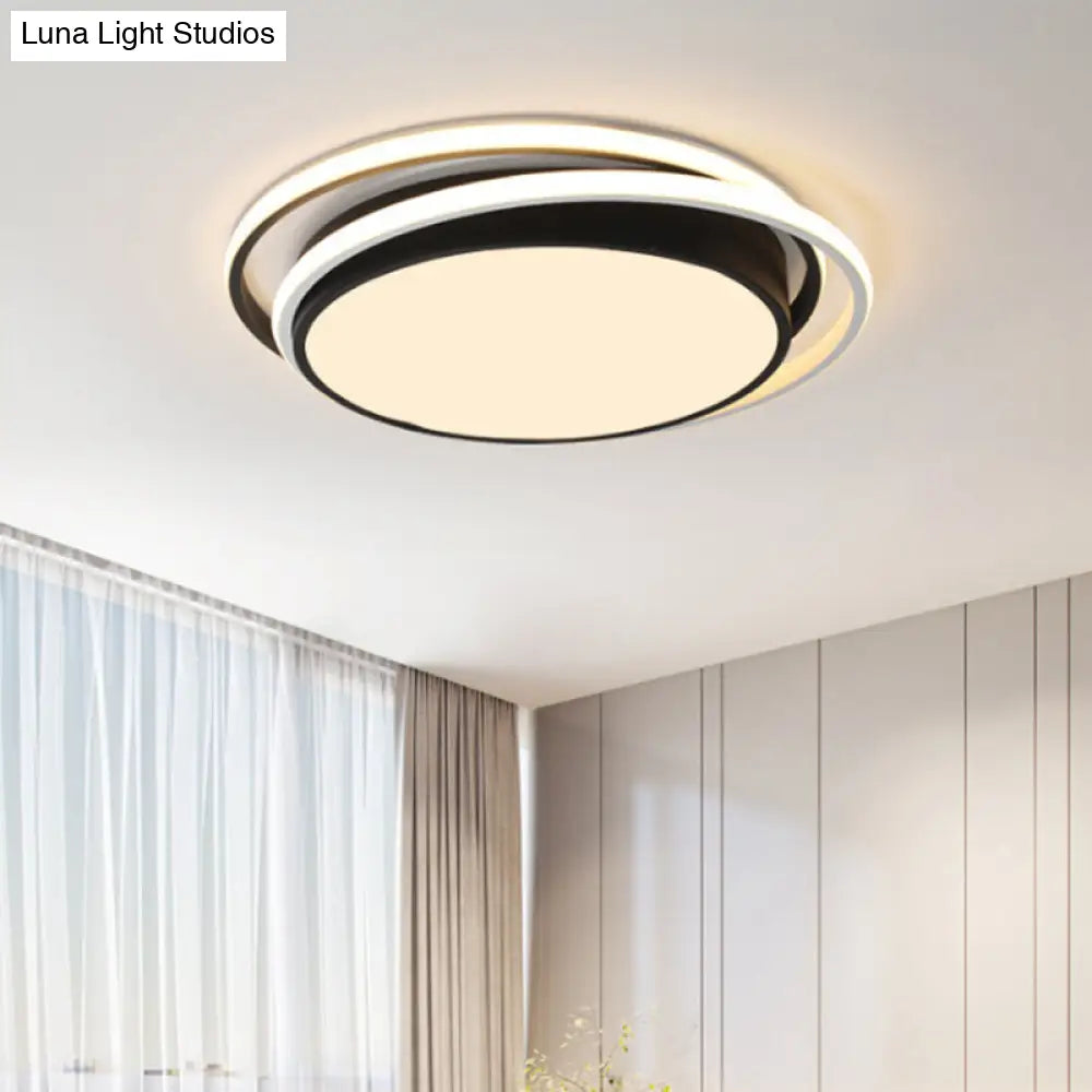 Modern Led Acrylic Ceiling Flushmount Lighting In Warm/White Light For Bedroom - Black